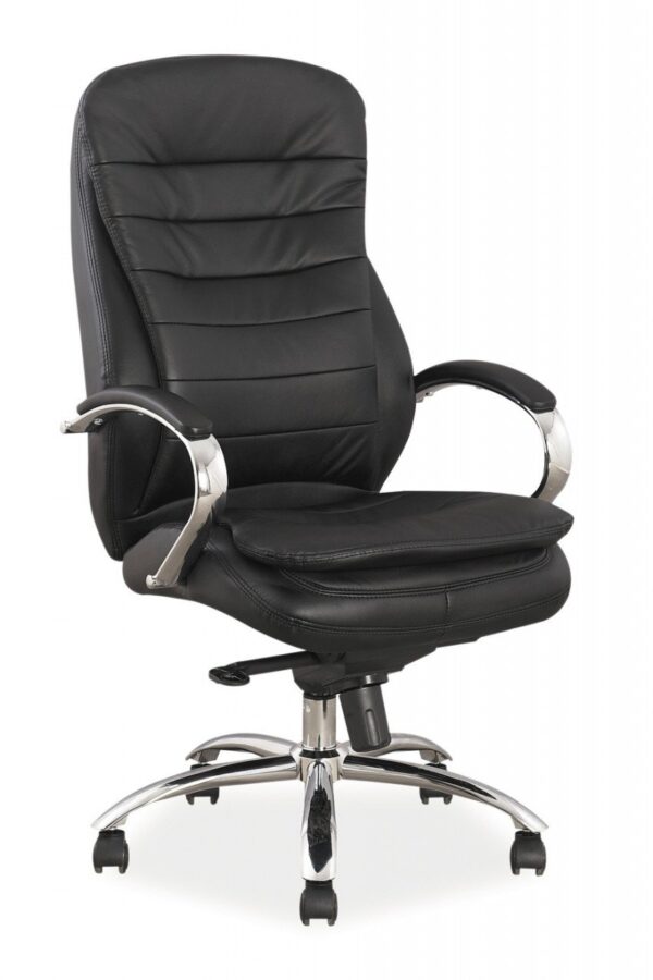 Sedia da ufficio Q-154 in pelle naturale nera