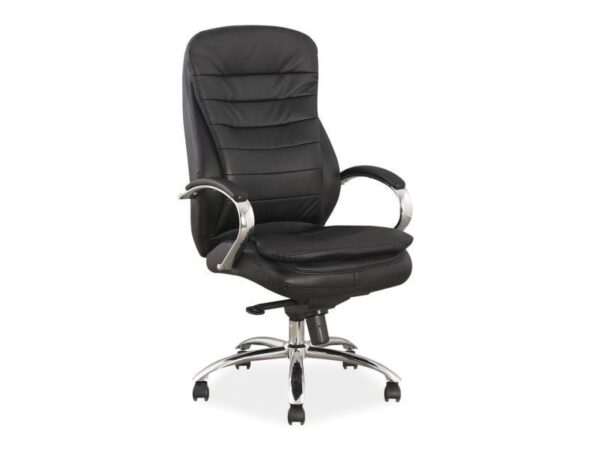 Sedia da ufficio Q-154 in ecopelle nera - L65 x H53 x 116h cm