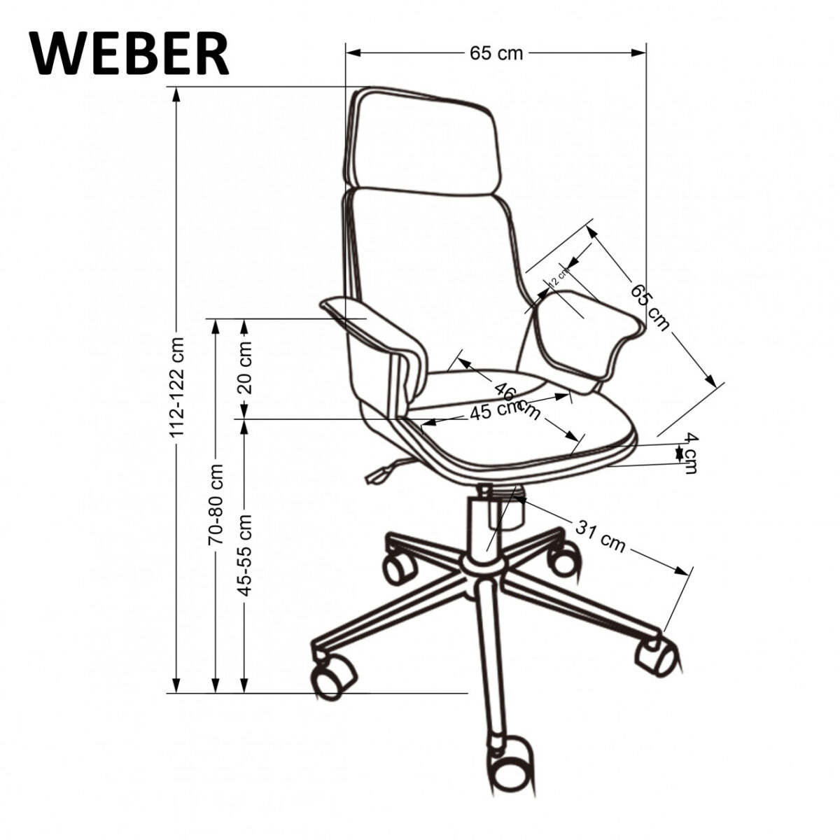 Sedia da ufficio Weber in noce/nero - H122 cm - immagine 7