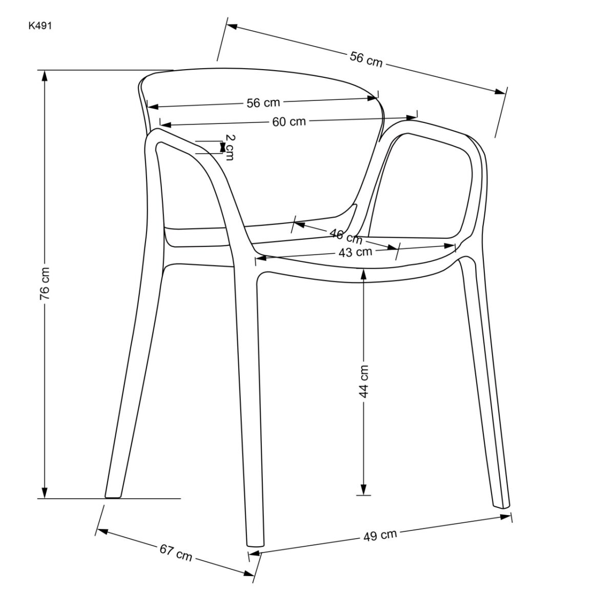 Sedia in plastica K491 in nero - immagine 5