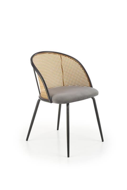 scaun-k508-ratan-–-velvet-gri29220 Sedia K508 rattan - grigio velluto - immagine 1