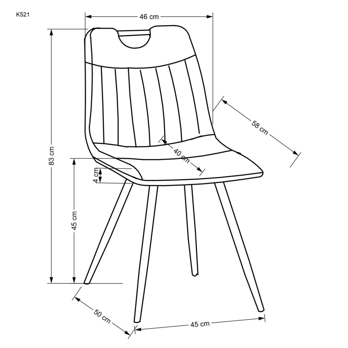 Sedia K521 velluto senape velluto - immagine 3