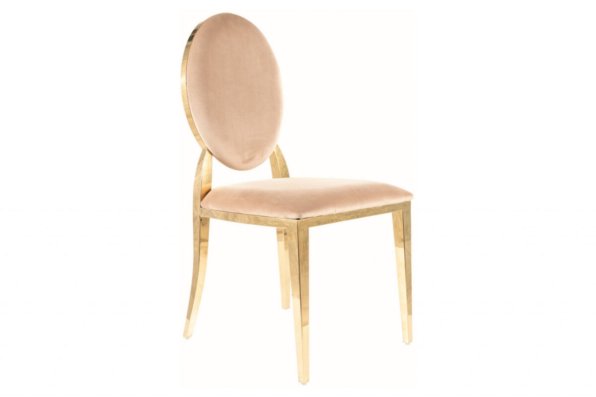 Sedia King in velluto beige/oro Blu28 - immagine 2
