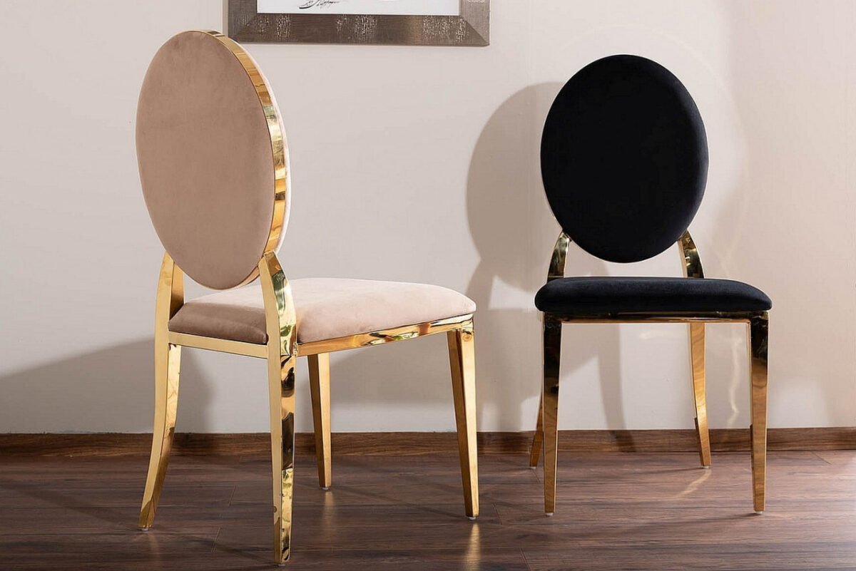 Sedia King in velluto beige/oro Blu28 - immagine 5