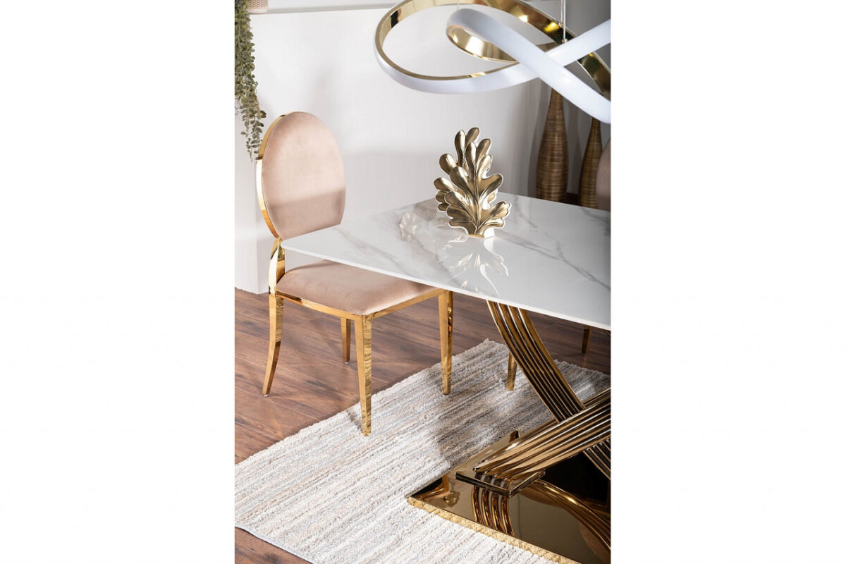 Sedia King in velluto beige/oro Blu28 - immagine 6