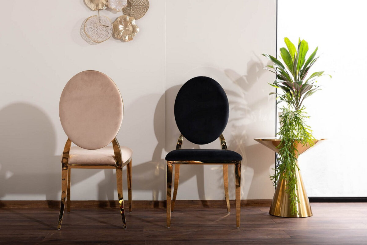 Sedia King in velluto beige/oro Blu28 - immagine 7