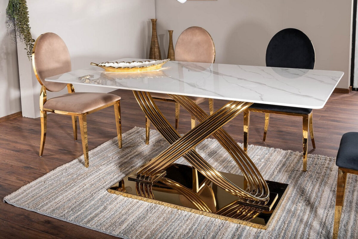 Sedia King in velluto beige/oro Blu28 - immagine 9