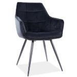 Sedia Lilia in velluto nero - L59 x H45 x H90 cm