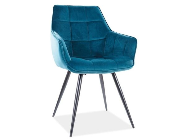Sedia Lilia in velluto turchese - L59 x H45 x P90 cm