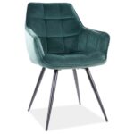 Sedia Lilia in velluto verde - L59 x H45 x H90 cm