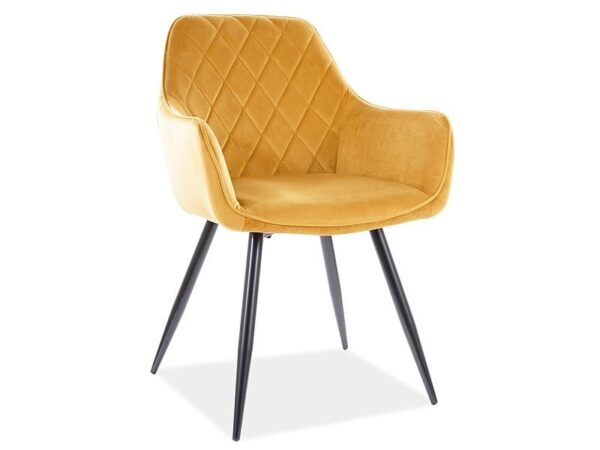 Sedia Linea Velvet Senape/Nero - H82 cm