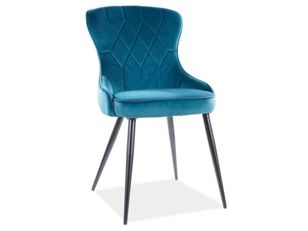 Sedia Lotus in velluto turchese Blu85