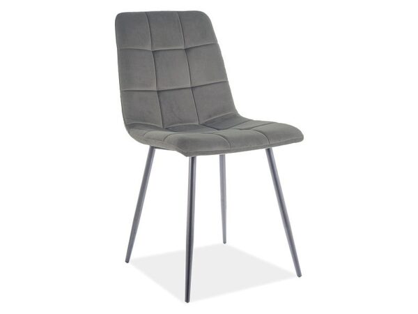 Sedia Mila in velluto opaco grigio85/nero