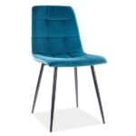 Sedia Mila in velluto turchese/nero Blu85