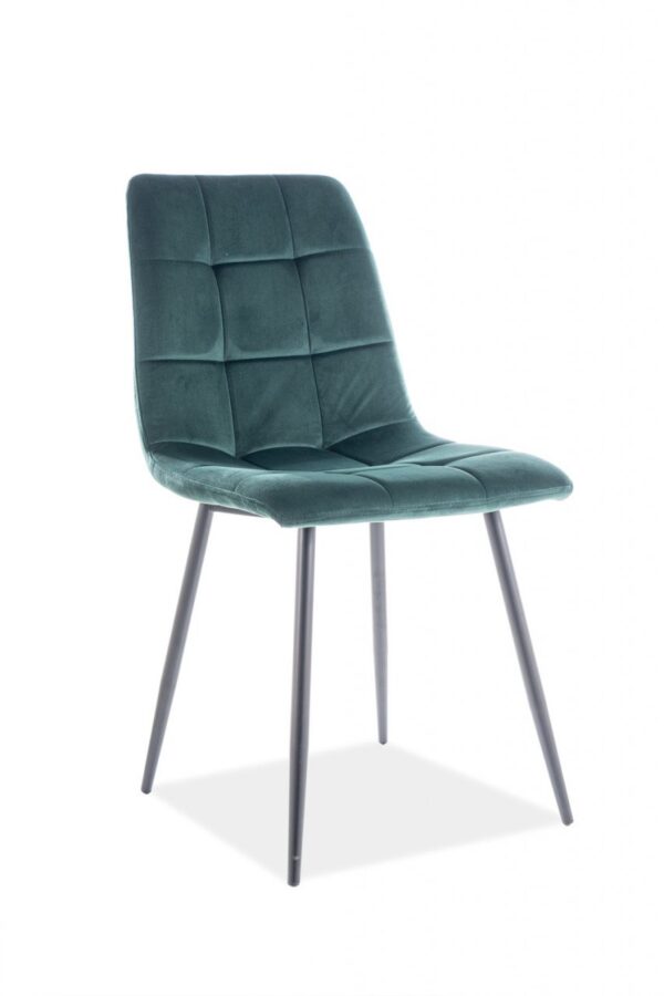 Sedia Mila in velluto verde/nero Blu78