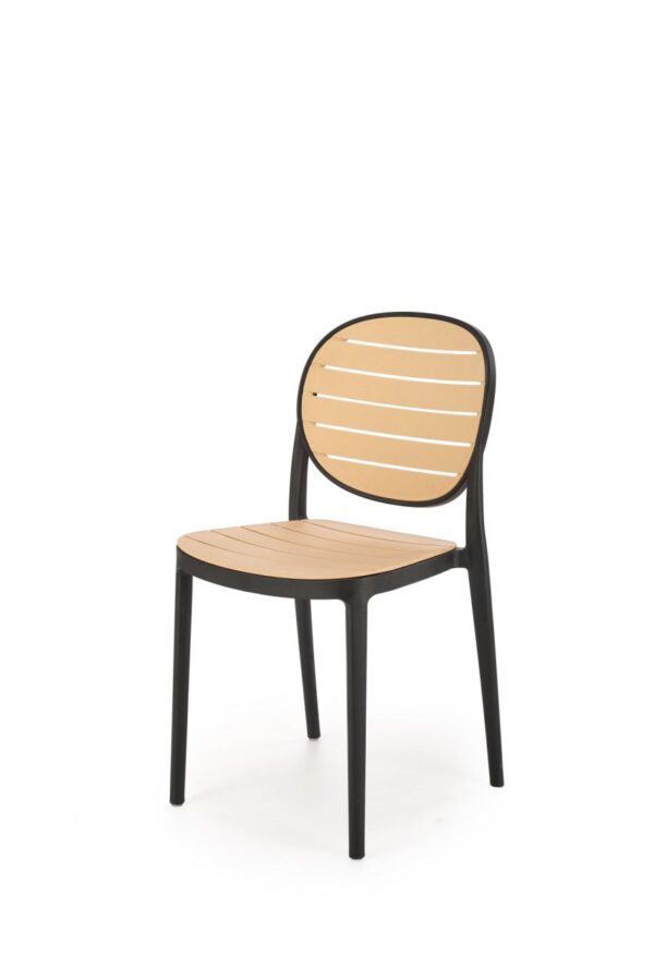 Sedia in plastica K529 in legno naturale/nero
