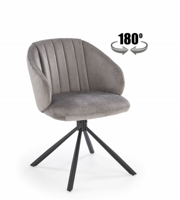 Sedia girevole K533 in tessuto grigio