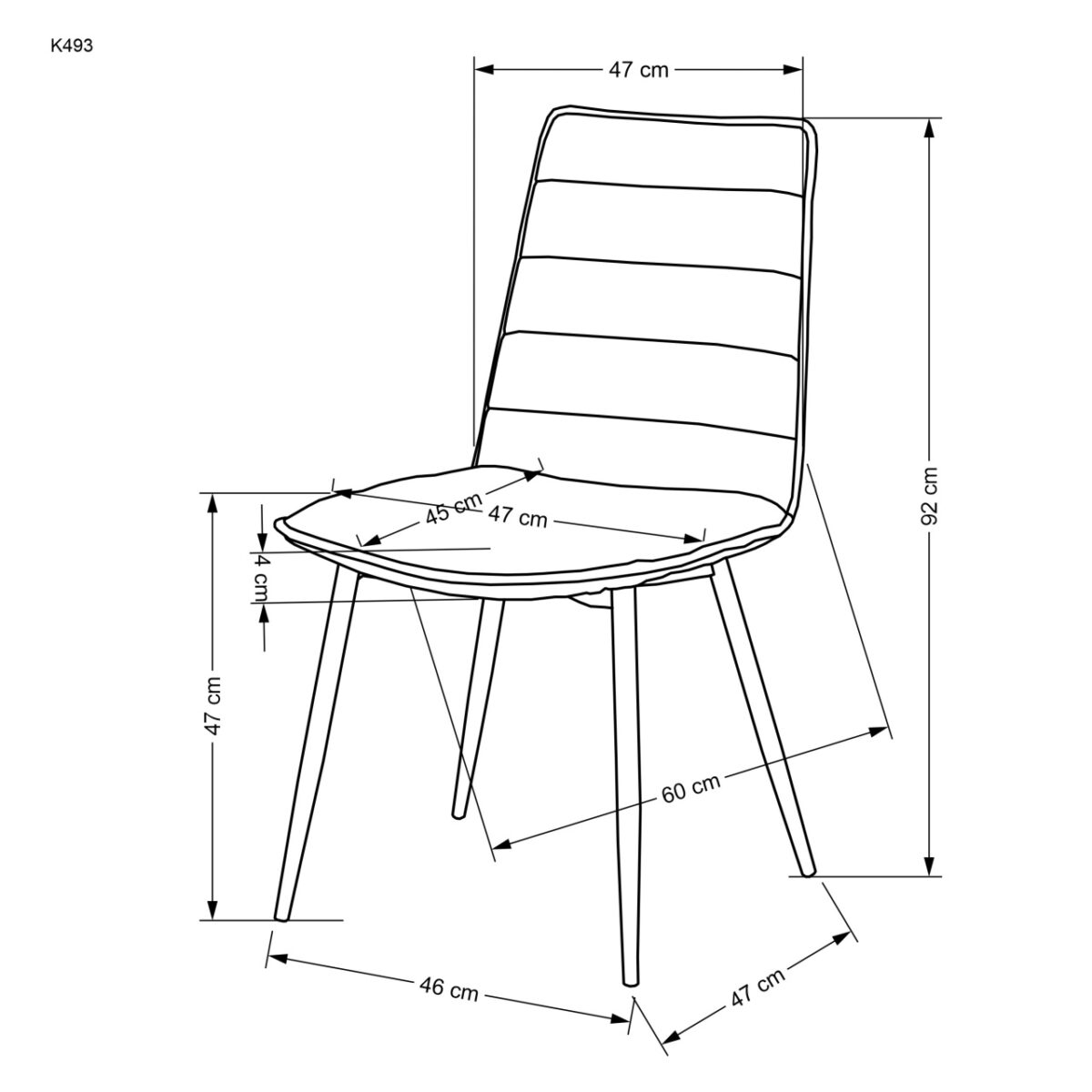 Sedia imbottita K493 senape - H92 cm - immagine 4