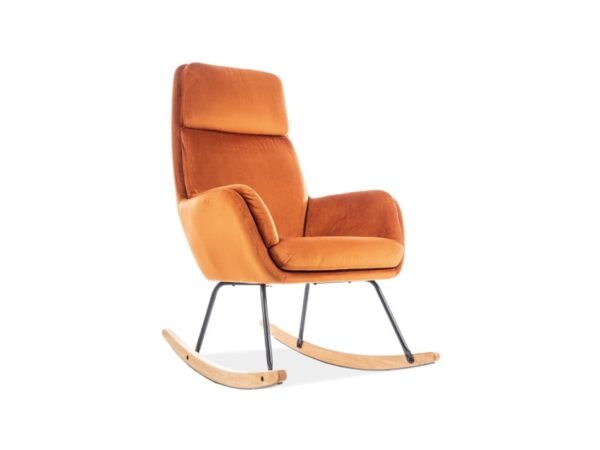 Sedia a dondolo Hoover in velluto arancio - L70 x H49 x H106 cm