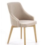 Sedia Toledo 2 in velluto beige/miele Solo 252