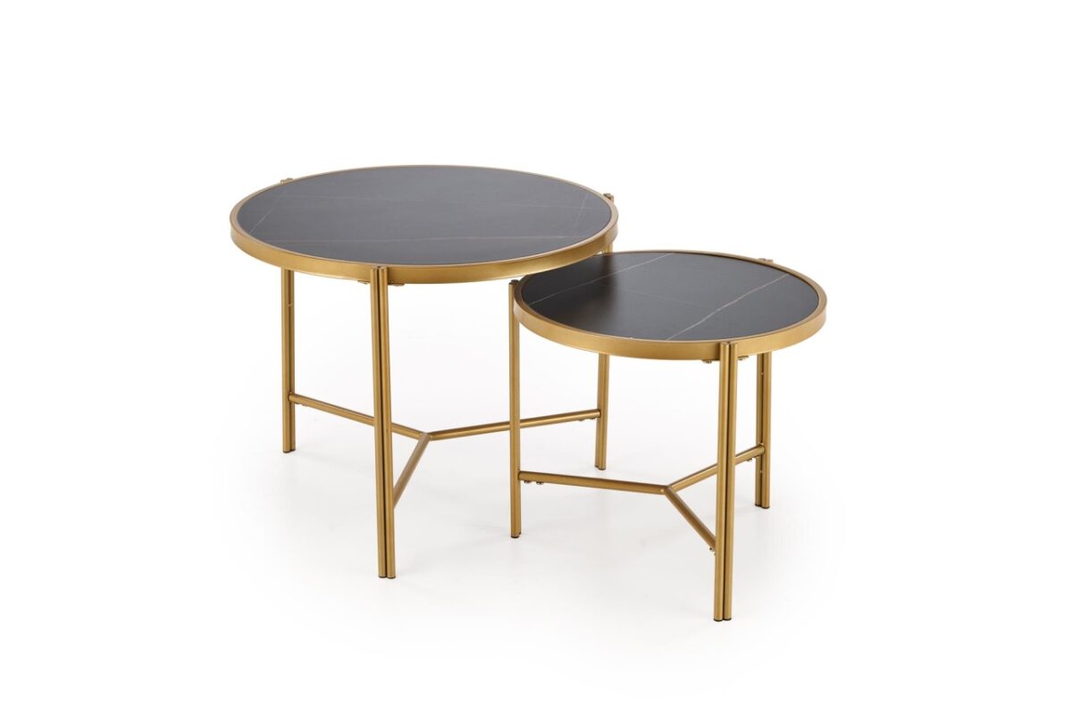 Set di 2 Tavolini da caffè Fatima effetto marmo nero/oro - immagine 6