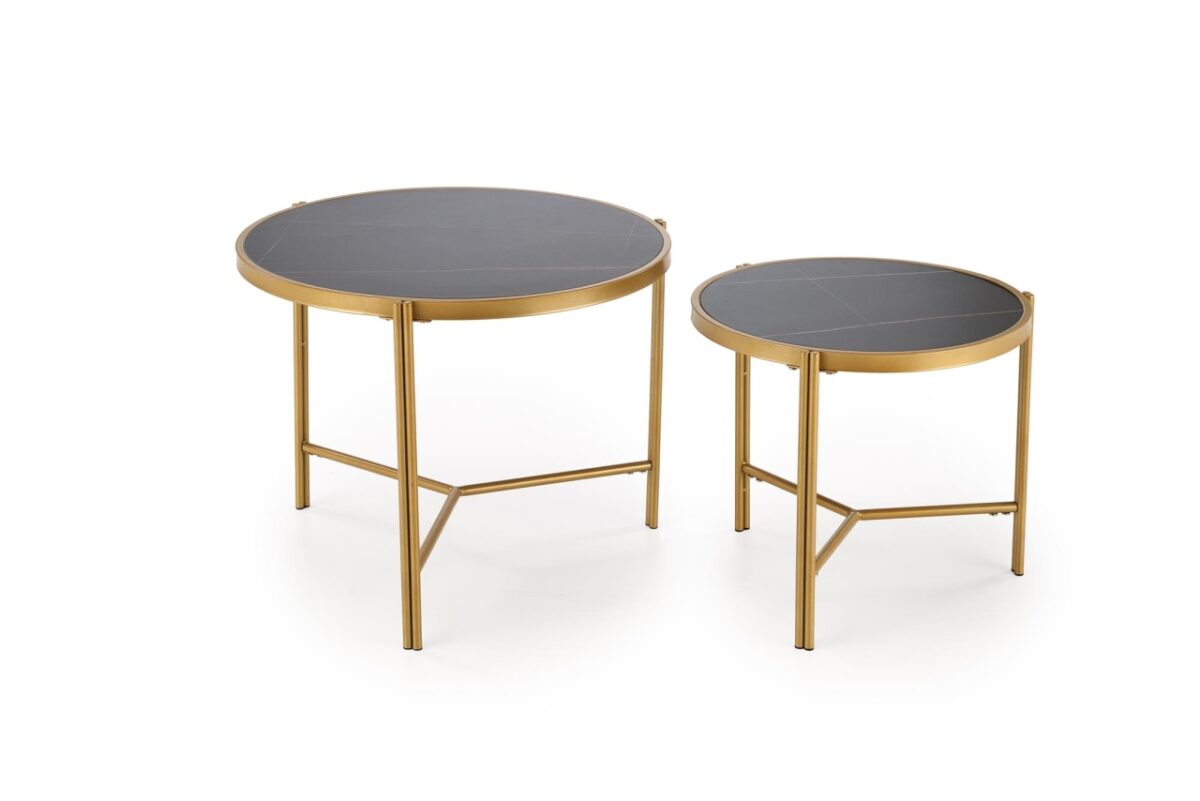 Set di 2 Tavolini da caffè Fatima effetto marmo nero/oro - immagine 7