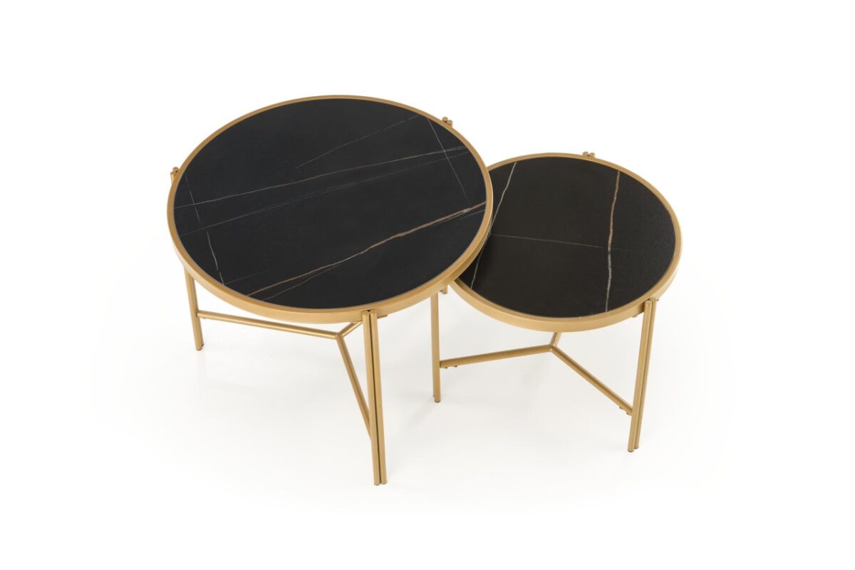 Set di 2 Tavolini da caffè Fatima effetto marmo nero/oro - immagine 8