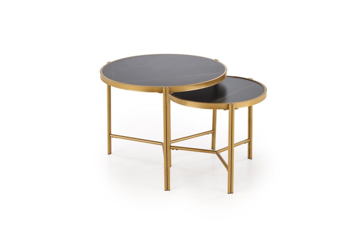 Set di 2 Tavolini da caffè Fatima effetto marmo nero/oro - immagine 9