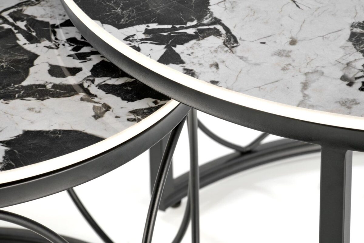 Set di 2 Tavolini da caffè Alexandra effetto marmo nero/nero - immagine 10