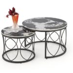 Set di 2 Tavolini da caffè Alexandra effetto marmo nero/nero
