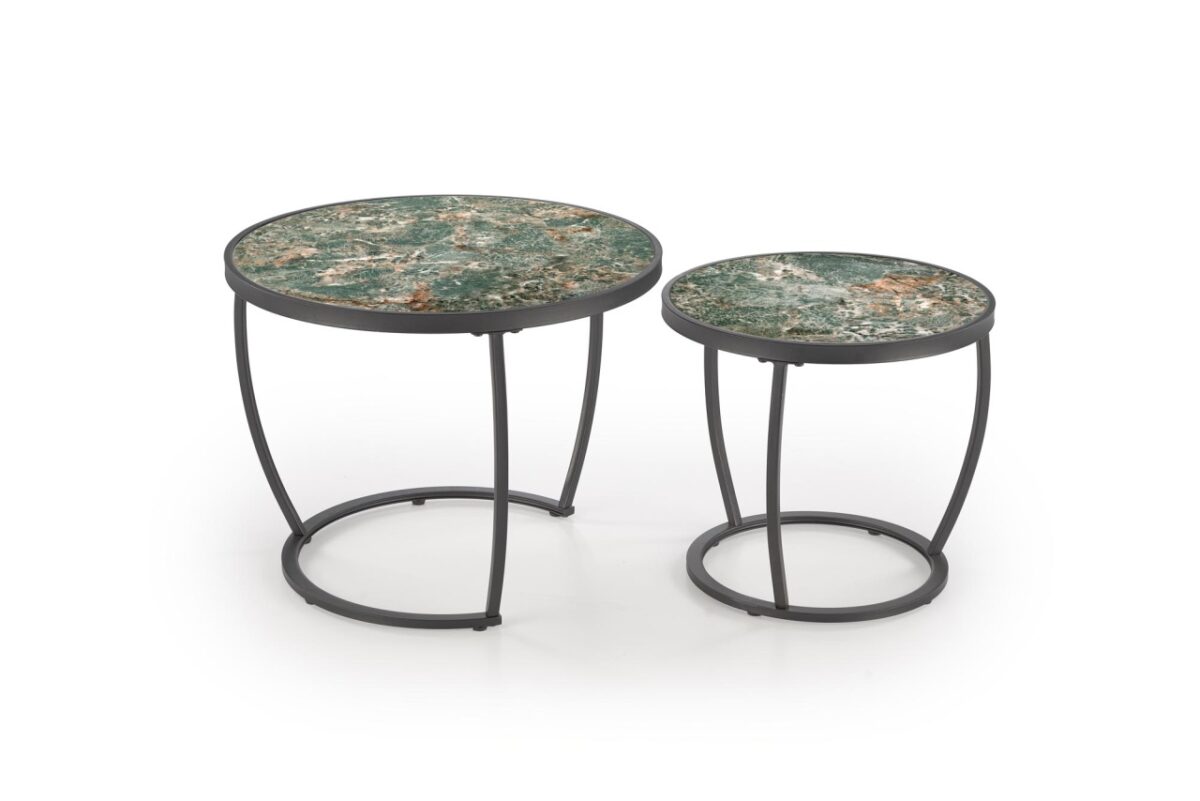 Set di 2 Tavolini da caffè Ines effetto marmo verde/nero - immagine 4