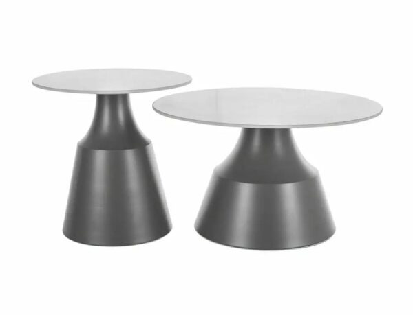 Set di 2 Tavolini da caffè Itaka in bianco/grigio - ø50/ø70