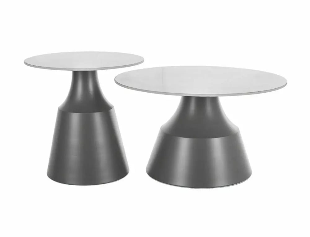 set-2-mese-de-cafea-itaka-alb-gri-o50-o70175505 Set di 2 Tavolini da caffè Itaka in bianco/grigio - ø50/ø70 - immagine 1