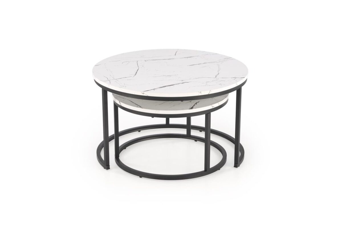 Set di 2 Tavolini da caffè Java effetto marmo bianco/nero - immagine 10