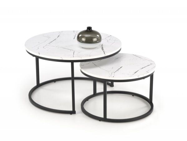 Set di 2 Tavolini da caffè Java effetto marmo bianco/nero