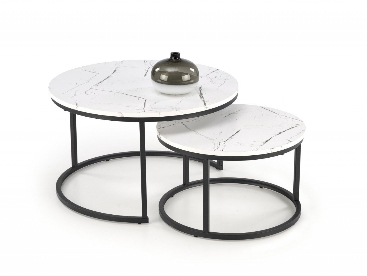set-2-mese-de-cafea-java-marmura-alba-negru99730 Set di 2 Tavolini da caffè Java effetto marmo bianco/nero - immagine 1