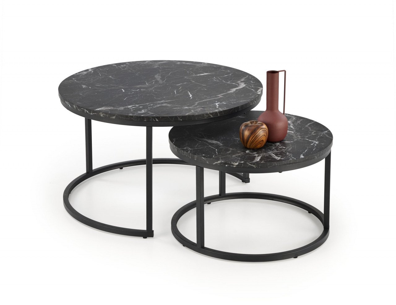 set-2-mese-de-cafea-java-marmura-neagra-negru99732 Set di 2 Tavolini da caffè Java effetto marmo nero - immagine 1
