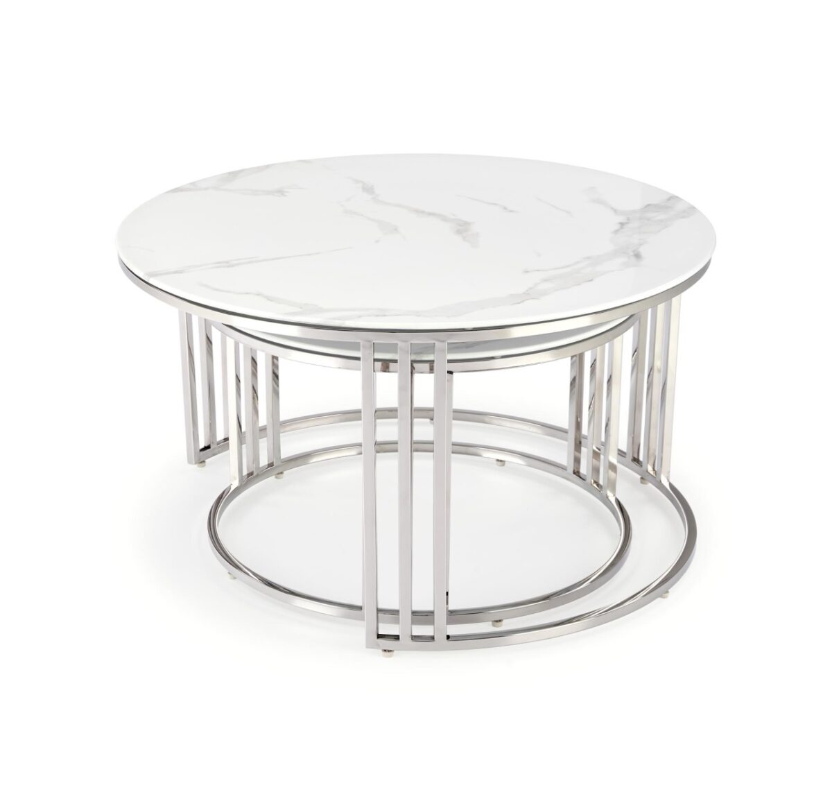 Set di 2 Set di Tavolini da caffè Mercury 2 effetto marmo bianco/argento - immagine 10