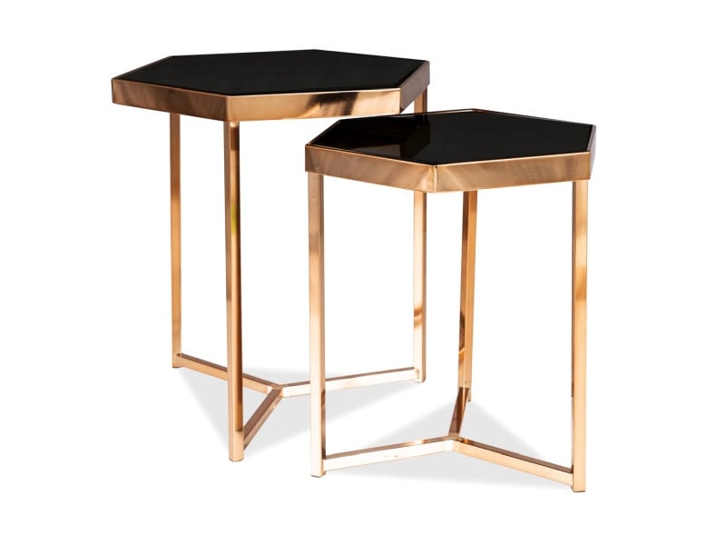 set-2-mese-de-cafea-milos-gold9519 Set di 2 Tavolini da caffè Milos in oro - immagine 1