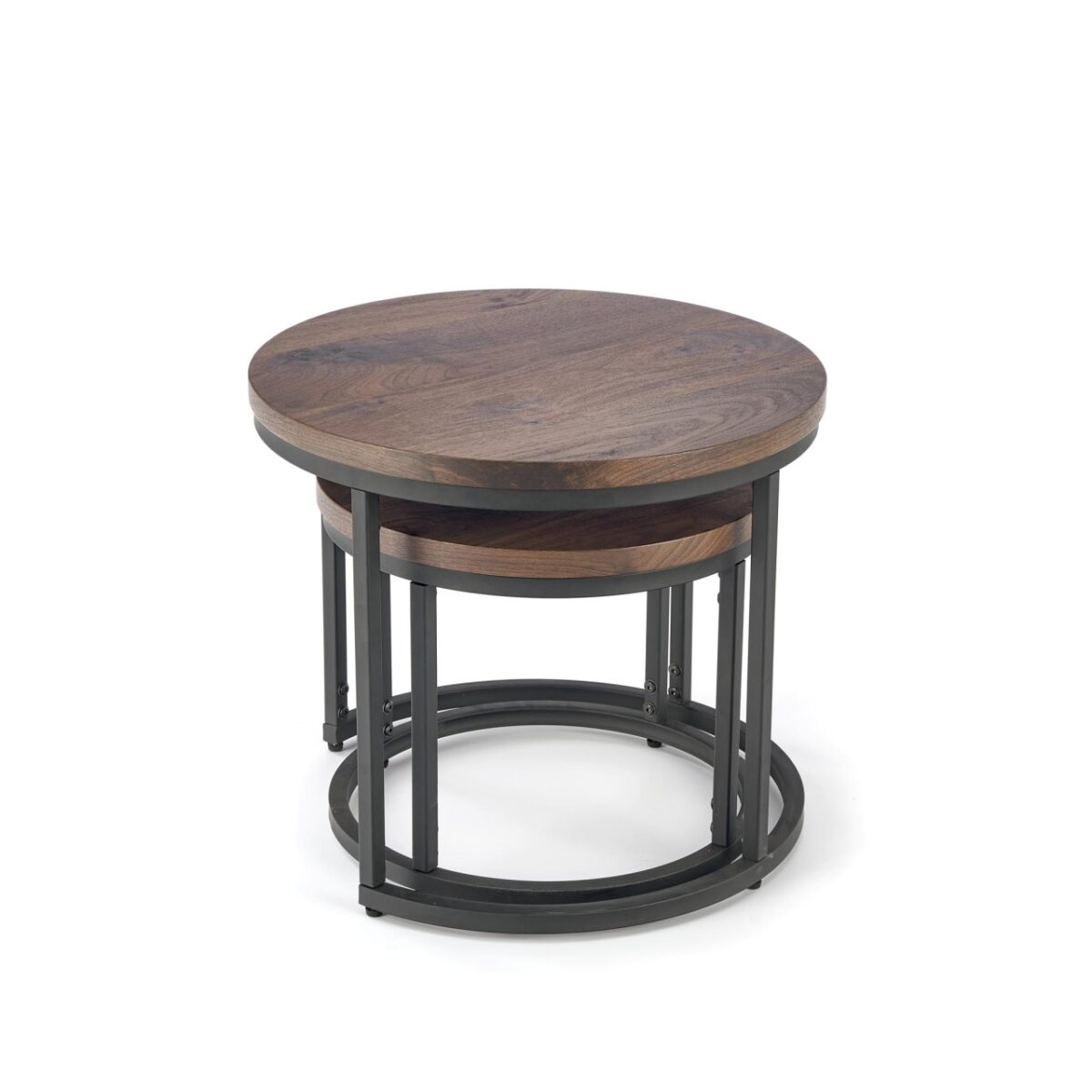 Set di 2 Tavolini da caffè Oreo in noce/nero - d43-53 x h35-45 cm - immagine 3
