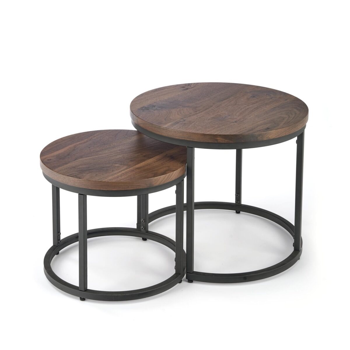 Set di 2 Tavolini da caffè Oreo in noce/nero - d43-53 x h35-45 cm - immagine 4