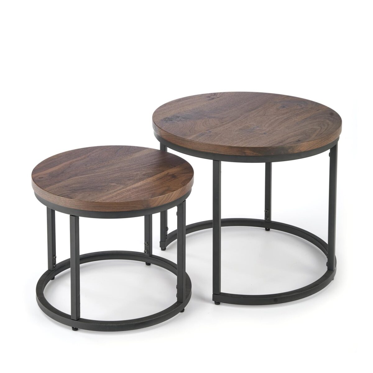 Set di 2 Tavolini da caffè Oreo in noce/nero - d43-53 x h35-45 cm - immagine 5