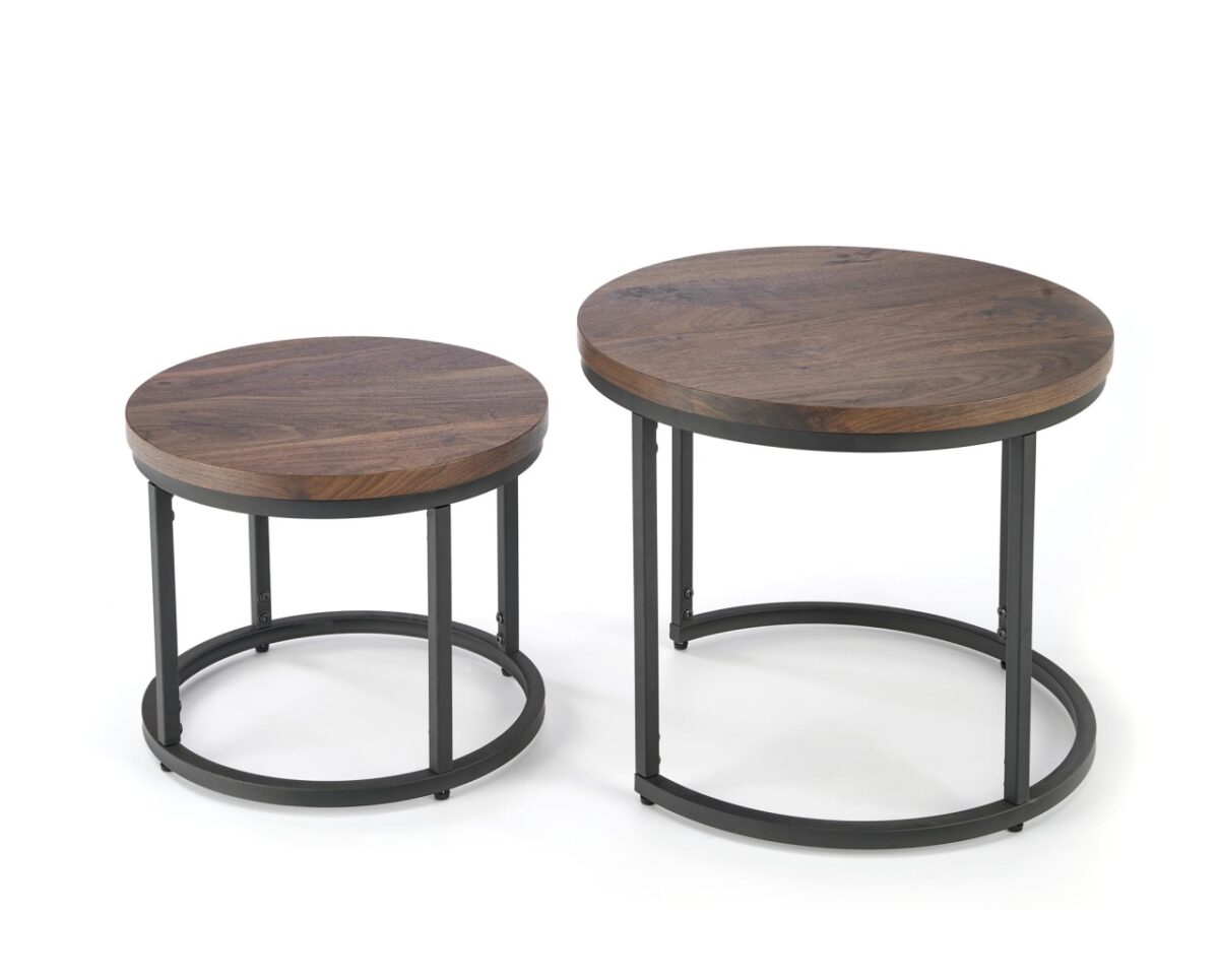 Set di 2 Tavolini da caffè Oreo in noce/nero - d43-53 x h35-45 cm - immagine 11