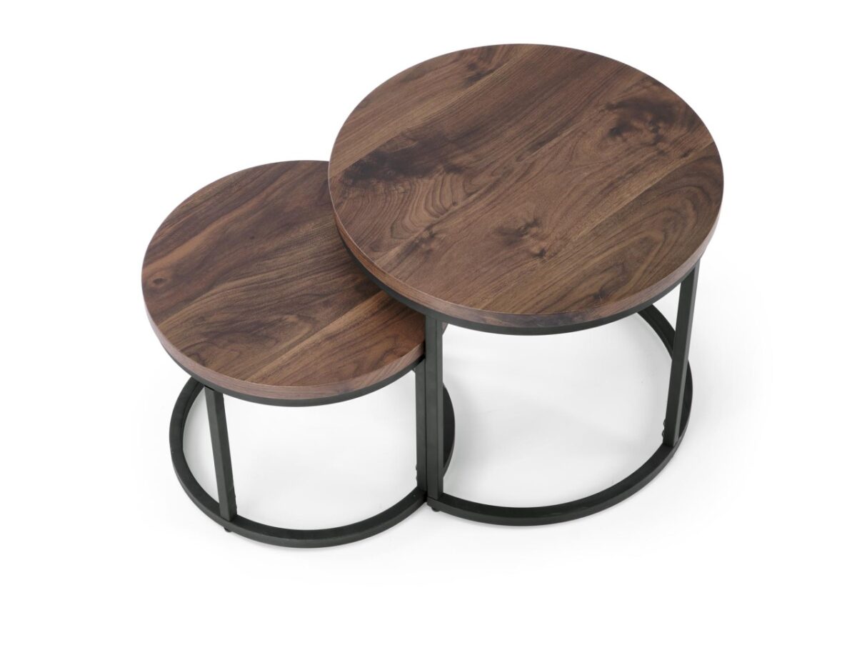 Set di 2 Tavolini da caffè Oreo in noce/nero - d43-53 x h35-45 cm - immagine 12