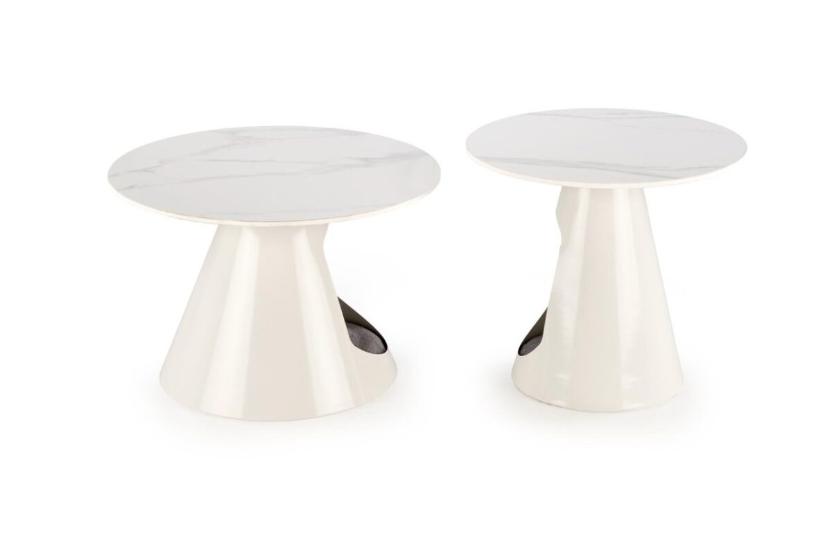 Set di 2 Tavolini da caffè Osario effetto marmo bianco - immagine 6