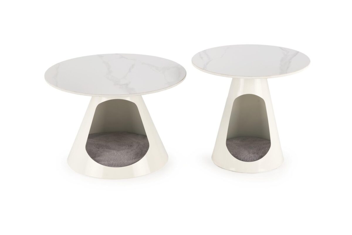 Set di 2 Tavolini da caffè Osario effetto marmo bianco - immagine 11