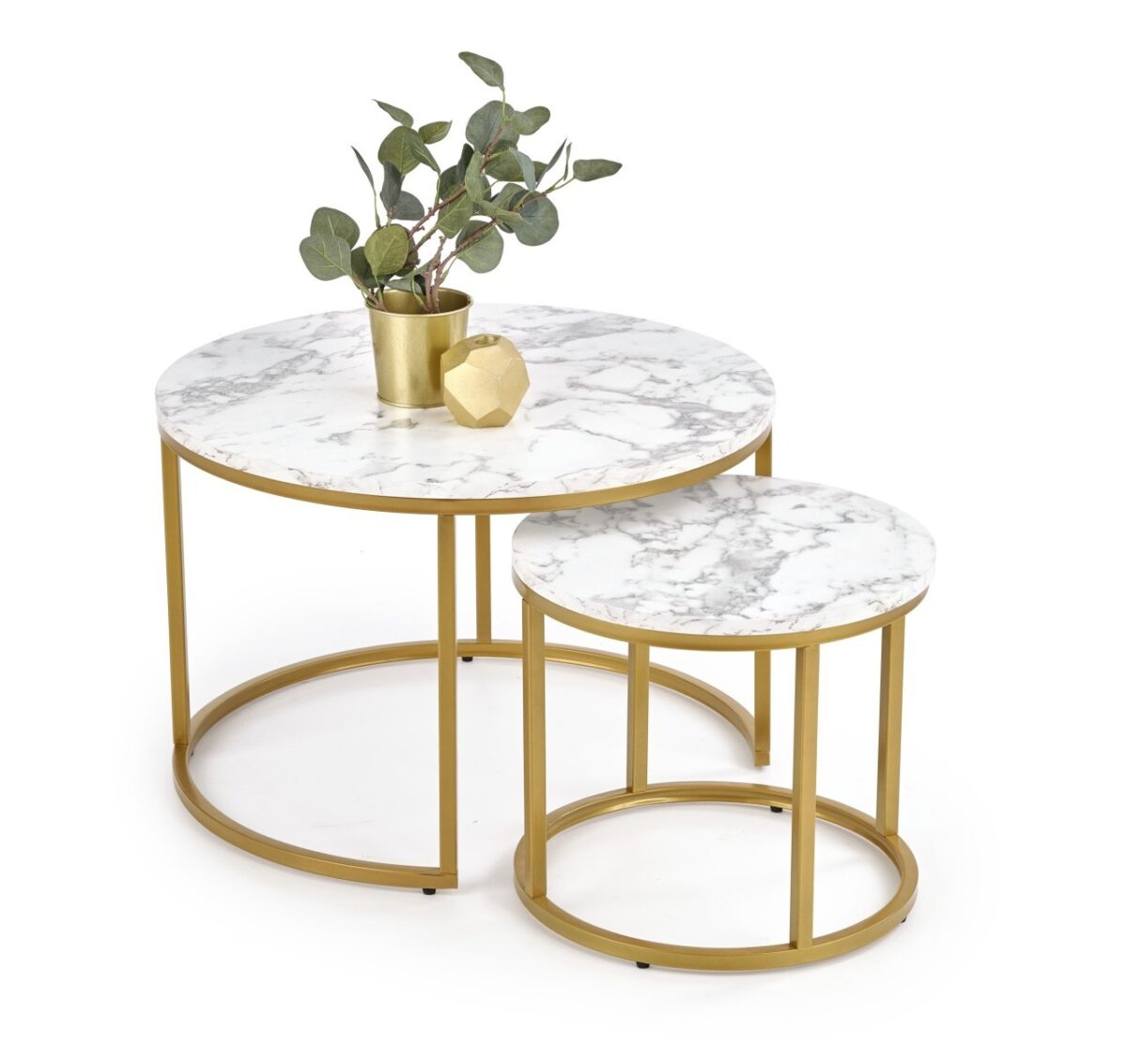 Set di 2 Tavolini da caffè Paola effetto marmo bianco/oro - immagine 5