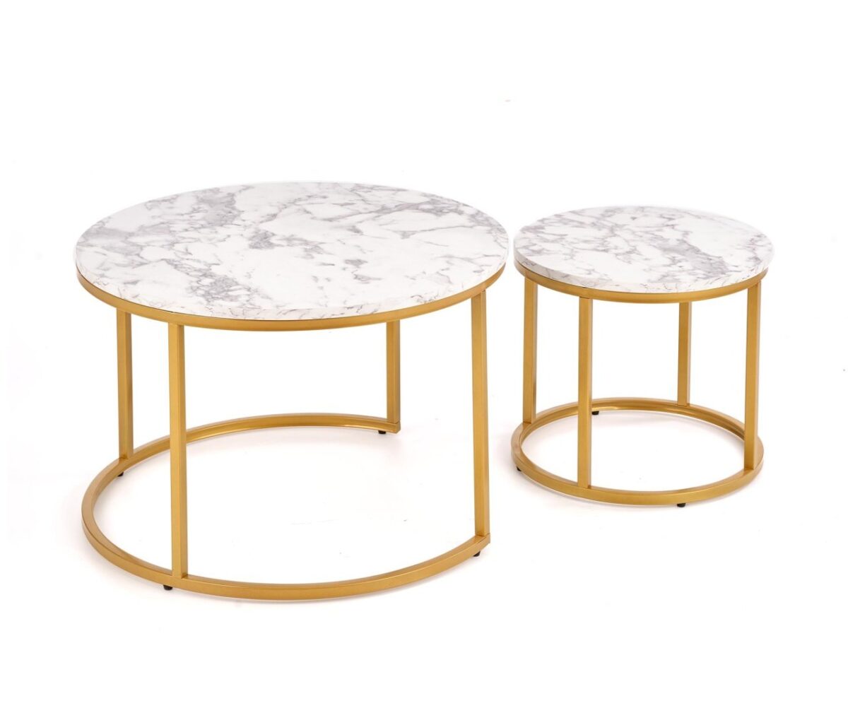 Set di 2 Tavolini da caffè Paola effetto marmo bianco/oro - immagine 12