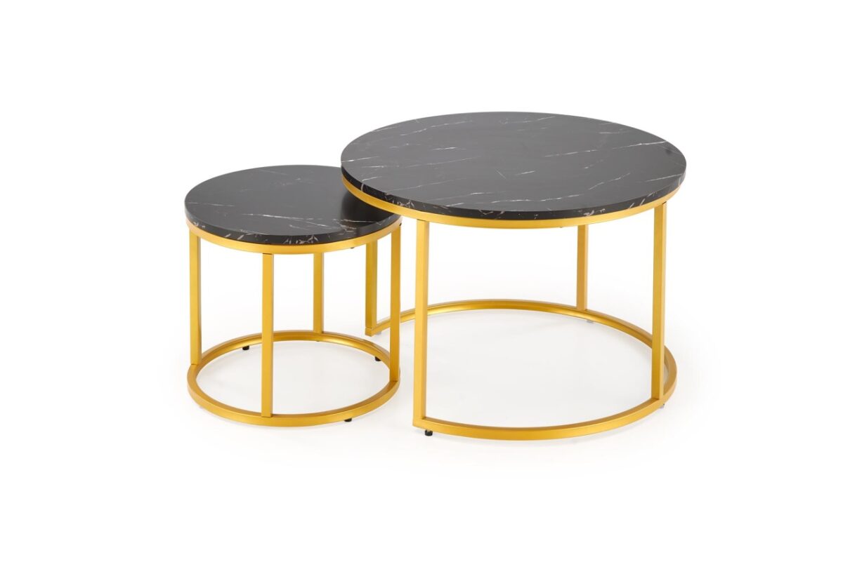 Set di 2 Tavolini da caffè Paola effetto marmo nero/oro - immagine 4