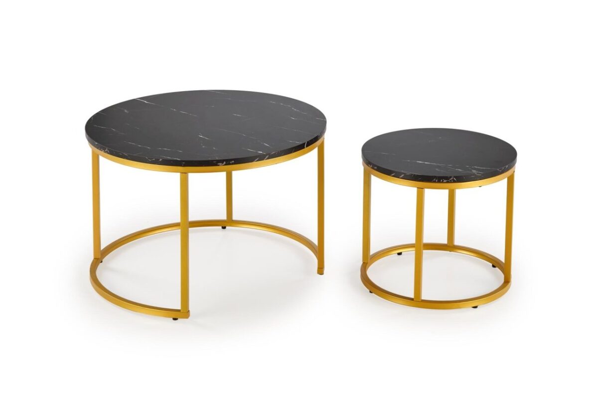 Set di 2 Tavolini da caffè Paola effetto marmo nero/oro - immagine 5